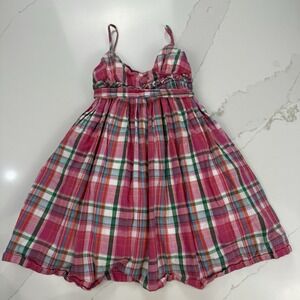 Ralph Lauren Cotton Sundress with Petticoat Girls 4/4T Pink‎ Plaid Tie Back